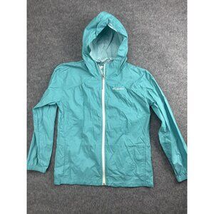 Columbia Jacket Youth XL Teal Hooded Full Zip Omni-Shield Rain Windbreaker
